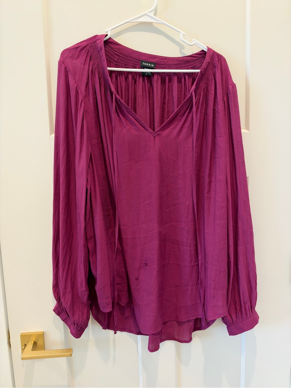 Torrid Women's V-Neck Long Sleeve Blouse in Berry 2x purple